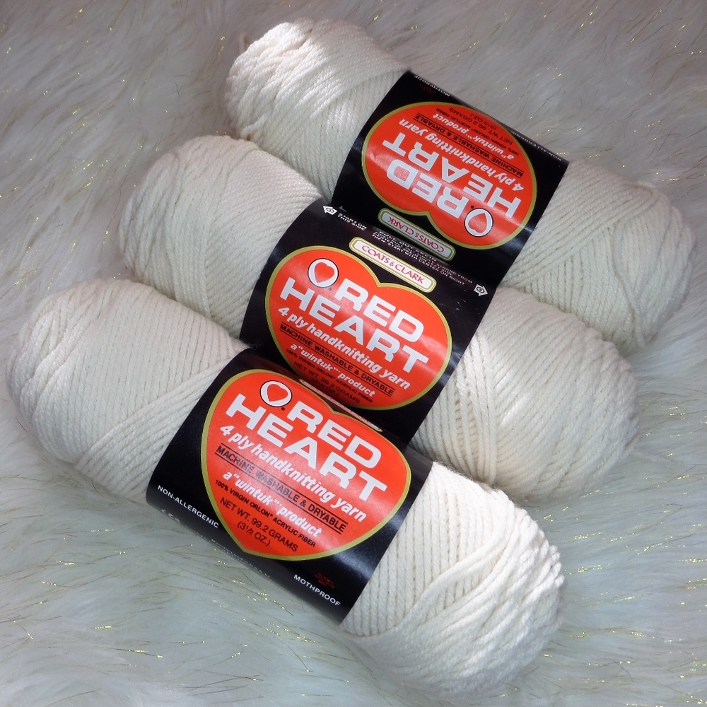 350 Red Heart 3 Skeins of Eggshell 10.5 Oz